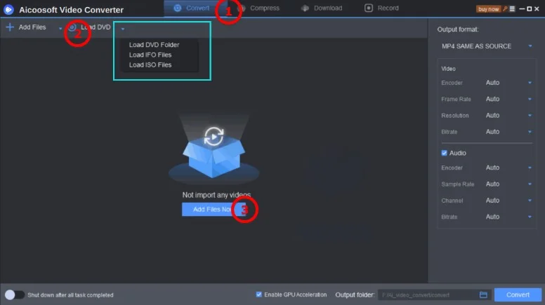 DVD to MP4 - Aicoosoft step 2