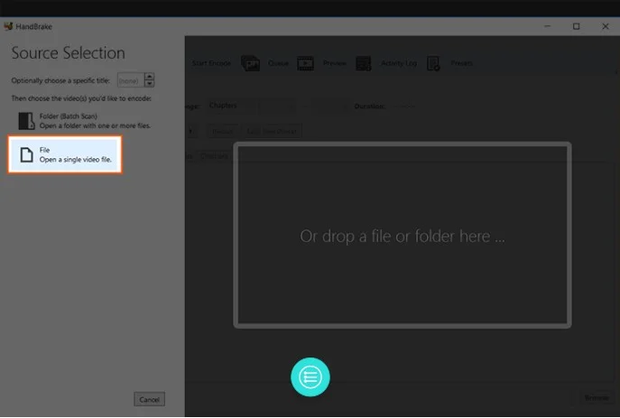 DVD to MP4 - handbrake step 1